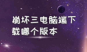 崩坏三电脑端下载哪个版本（崩坏三下载哪个版本好）