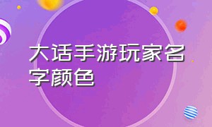 大话手游玩家名字颜色