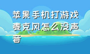 苹果手机打游戏麦克风怎么没声音