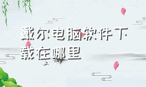 戴尔电脑软件下载在哪里（戴尔电脑从哪里下载软件）