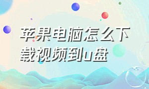 苹果电脑怎么下载视频到u盘