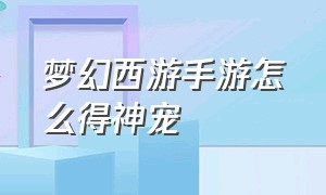 梦幻西游手游怎么得神宠（梦幻西游手游50级神宠怎么弄）