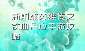 新射雕英雄传之铁血丹心手游攻略