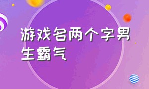 游戏名两个字男生霸气