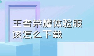 王者荣耀体验服该怎么下载