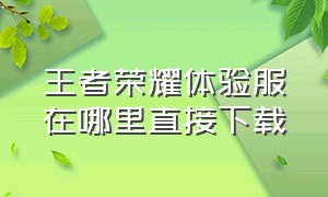 王者荣耀体验服在哪里直接下载