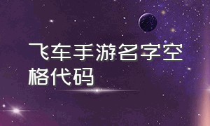 飞车手游名字空格代码