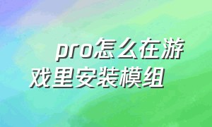 澪pro怎么在游戏里安装模组（澪pro使用教程怎么安装游戏）