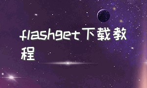 flashget下载教程（flash get下载）