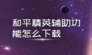 和平精英辅助功能怎么下载