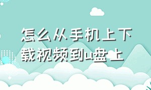 怎么从手机上下载视频到u盘上