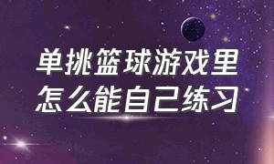 单挑篮球游戏里怎么能自己练习