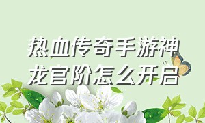 热血传奇手游神龙官阶怎么开启