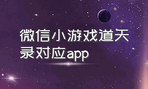 微信小游戏道天录对应app