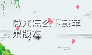 微光怎么下载苹果版本