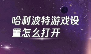 哈利波特游戏设置怎么打开（为什么哈利波特游戏切换不了账号）