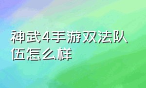 神武4手游双法队伍怎么样