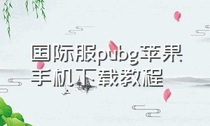 国际服pubg苹果手机下载教程