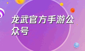 龙武官方手游公众号