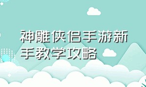 神雕侠侣手游新手教学攻略