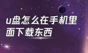 u盘怎么在手机里面下载东西