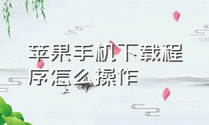 苹果手机下载程序怎么操作（苹果手机下载软件详细设置）