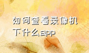 如何查看录像机下什么app