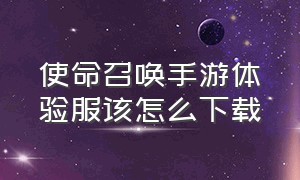 使命召唤手游体验服该怎么下载