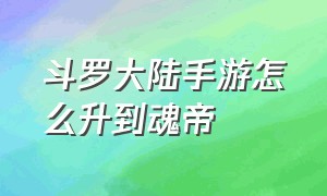 斗罗大陆手游怎么升到魂帝（斗罗大陆手游怎么快速进阶成魂宗）