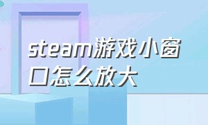 steam游戏小窗口怎么放大