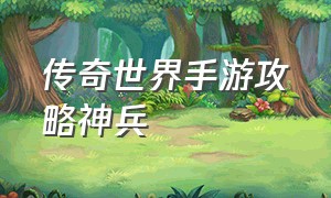 传奇世界手游攻略神兵（传奇世界手游最新详细攻略）