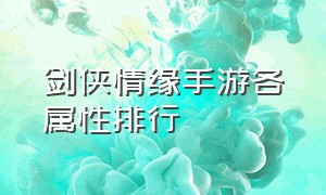 剑侠情缘手游各属性排行