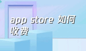 app store 如何收费