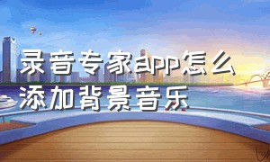 录音专家app怎么添加背景音乐