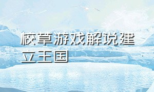 校草游戏解说建立王国（校草游戏解说和平精英）