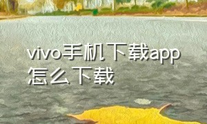 vivo手机下载app怎么下载（vivo手机下载的文件在哪找到呢）
