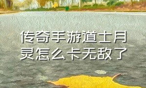 传奇手游道士月灵怎么卡无敌了