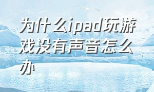 为什么ipad玩游戏没有声音怎么办