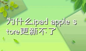 为什么ipad apple store更新不了