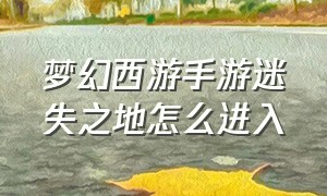 梦幻西游手游迷失之地怎么进入