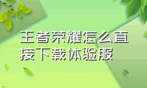 王者荣耀怎么直接下载体验服（王者荣耀体验服不用下载的入口）