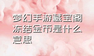 梦幻手游藏宝阁冻结金币是什么意思