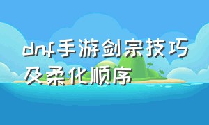 dnf手游剑宗技巧及柔化顺序