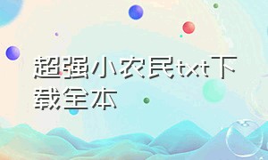 超强小农民txt下载全本