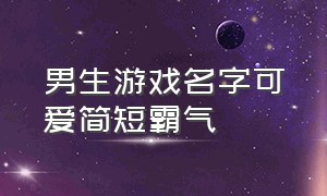 男生游戏名字可爱简短霸气