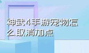 神武4手游宠物怎么取消加点（神武4手游宠物成长率怎么提高）