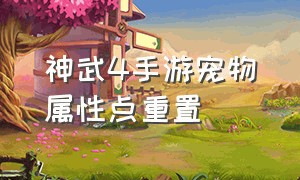 神武4手游宠物属性点重置