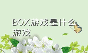 box游戏是什么游戏