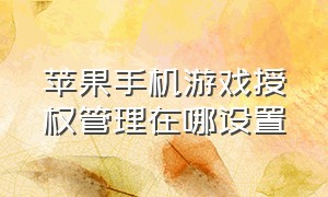 苹果手机游戏授权管理在哪设置