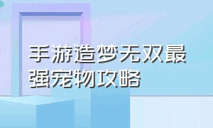 手游造梦无双最强宠物攻略（手机版造梦无双有什么宠物）